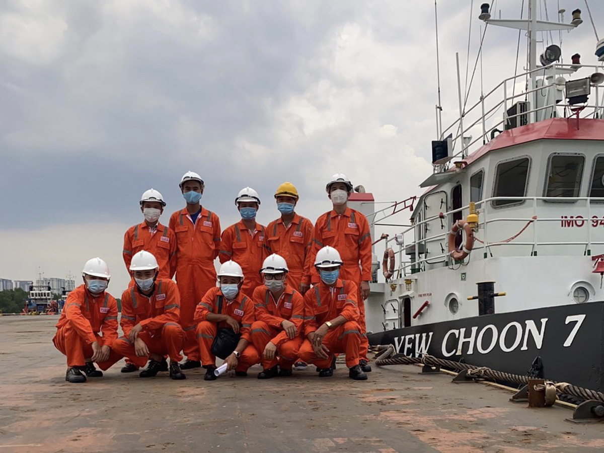 Cargo ship navigating